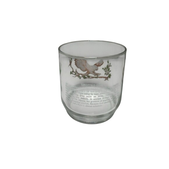Vintage American Wildlife Low Ball Glasses Sunoco - Spotted Owl  - Set of Two - Picture 5 of 8